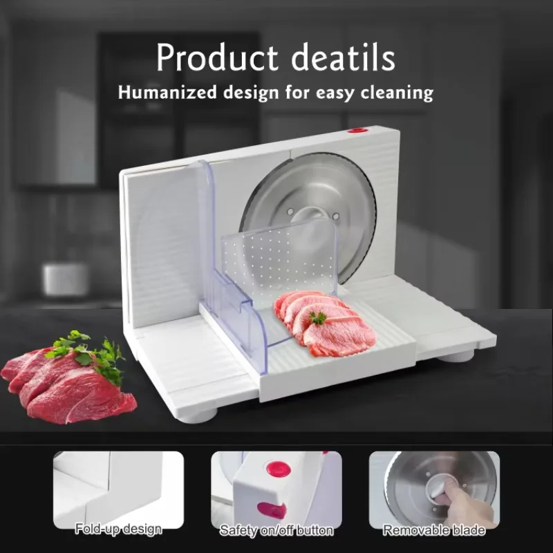 6.7 Inch Electric Food Slicer for Home, 150W Adjustable Slicer for Meat Cheese Bread, Easy Clean Kitchen Appliance