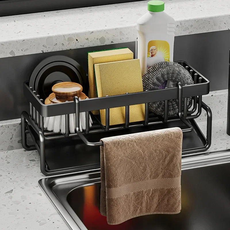 

Kitchen Stainless Steel Sink Drain Rack Sponge Storage Faucet Holder Soap Drainer Towel Rack Shelf Organizer Kitchen Accessories