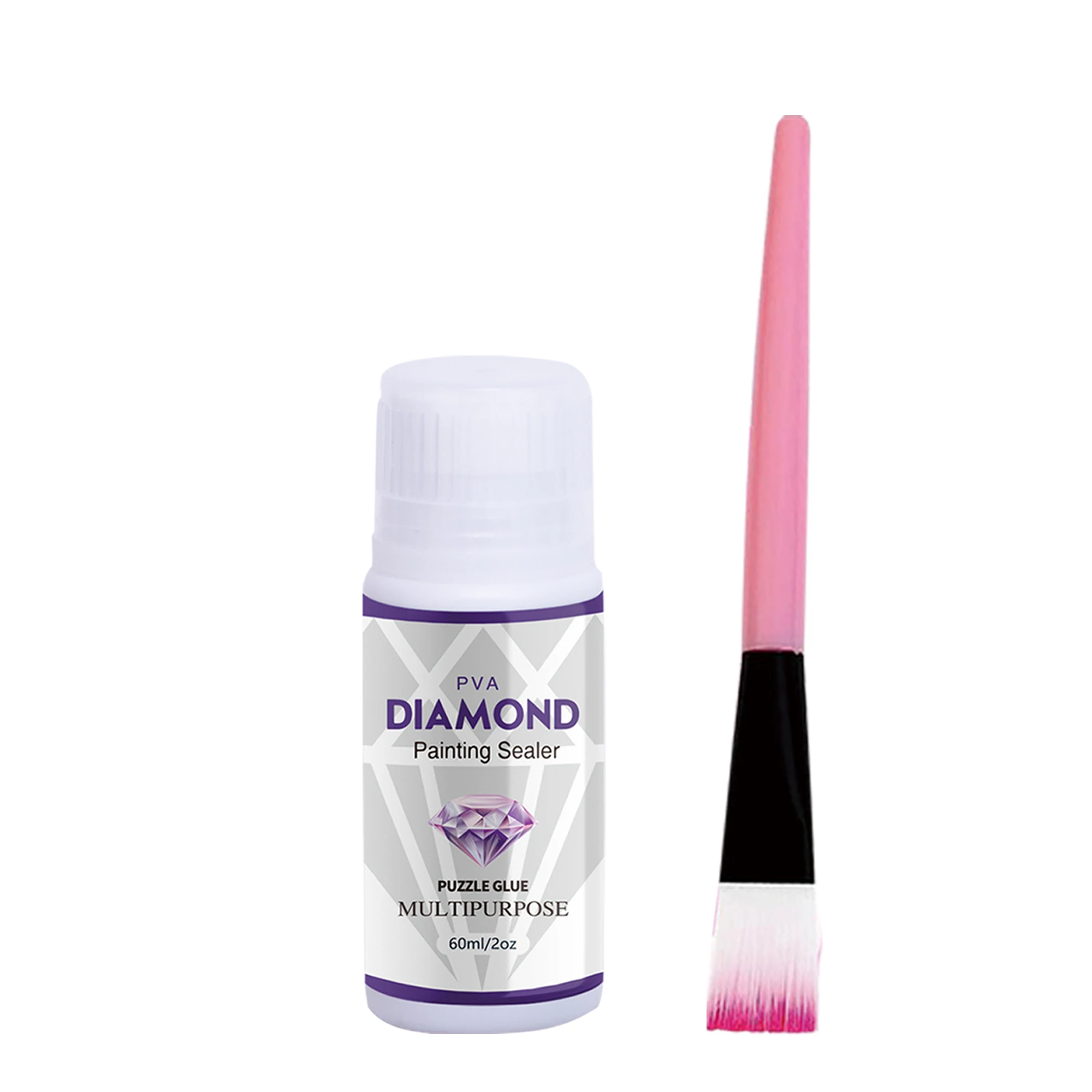 2 In 1 60 ML/200 ML Diamond Painting Sealer 5D Diamond Painting Art Lijm En Siliconen Borstel Permanente Hold & Shine Effect Sealer