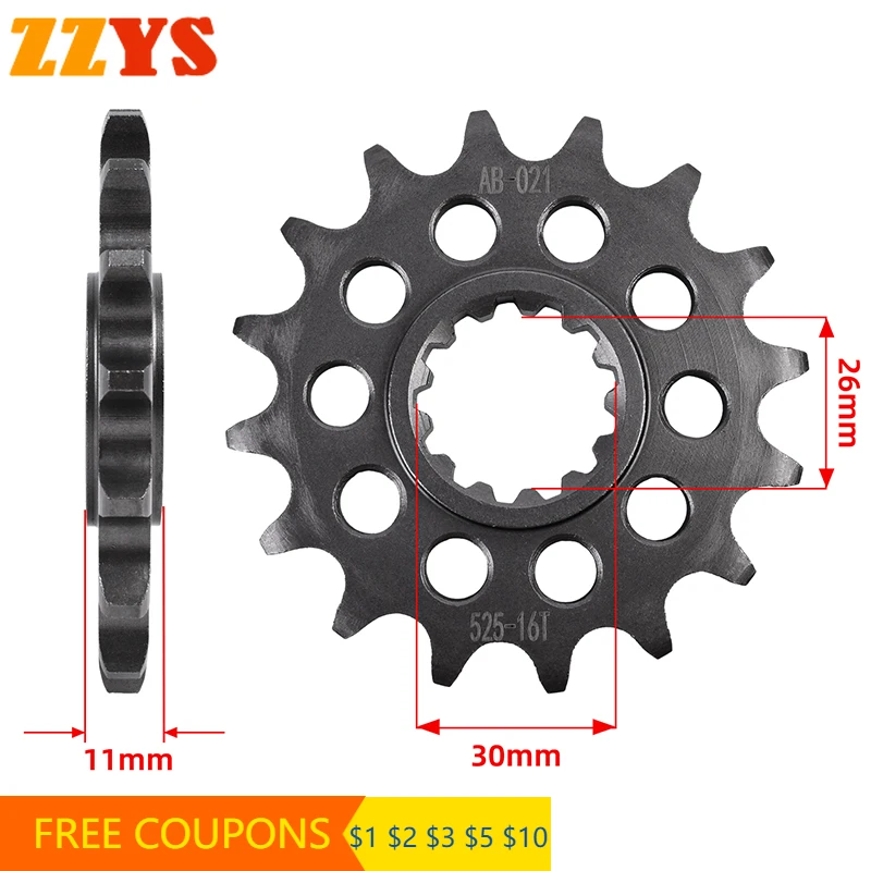 525 16T 16 Tooth Front Sprocket Gear Wheel Cam Pinion For Yamaha MT-10 SP MTN1000D 2022 MT10 2017-2019 MT 10 YZF R1 2015-2022 21