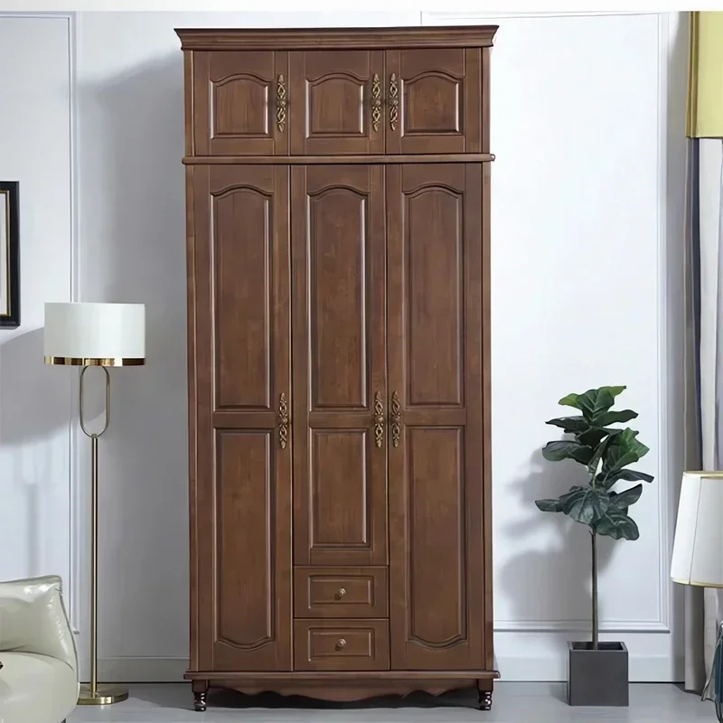 

#F Luxury High Quality Bedroom Furniture Custom Full Glass Door Interior Luxury Solid Walnut Rubber Mahogany Wood Wardrobe