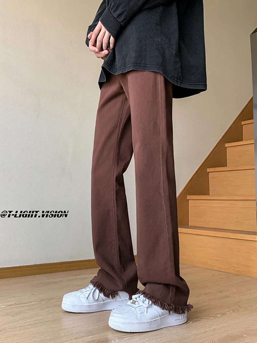 

Мужские джинсы Ce Brown в американском ретро-стиле, прямого кроя, зауженные, для уличного стиля, весна-осень, модные джинсовые брюки