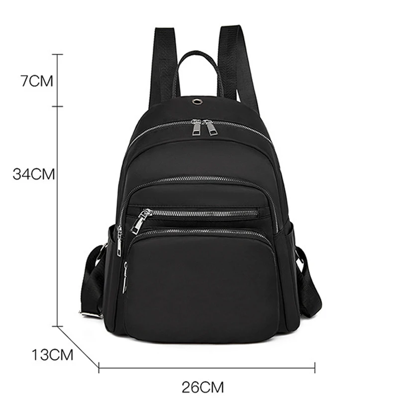 Zaino da viaggio Softback da donna con doppia spalla Zaini neri solidi per giovani adolescenti Borse da scuola casual stile preppy in tessuto Oxford