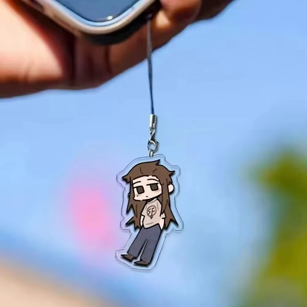 2pcs Game Sally Face Sal Larry Cosplay Keychain Acrylic Rope Keyring Two-sided Key Phone Chain Bag Pendant Halloween Accessories
