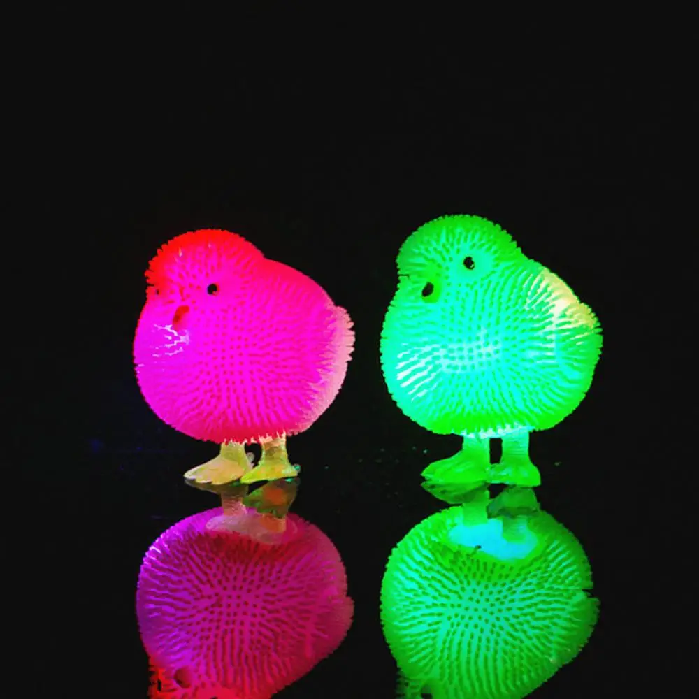 Flashing LED Cute Chickens Squidgy Puffer Ball Squeeze Stress Relieve Kids Toy