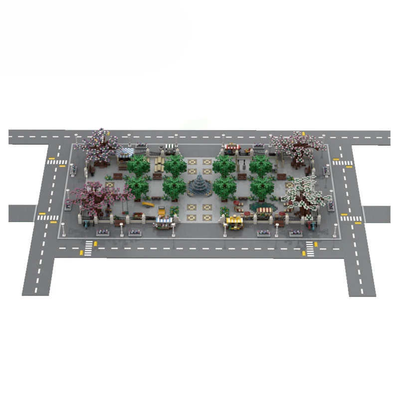 Hot 9795 PCS MOC Stad Straatweergaven Modulaire Stad Vierkant Bouwsteen Diy Educatieve Montage Kinderen Speelgoed Verjaardag Kerstcadeau