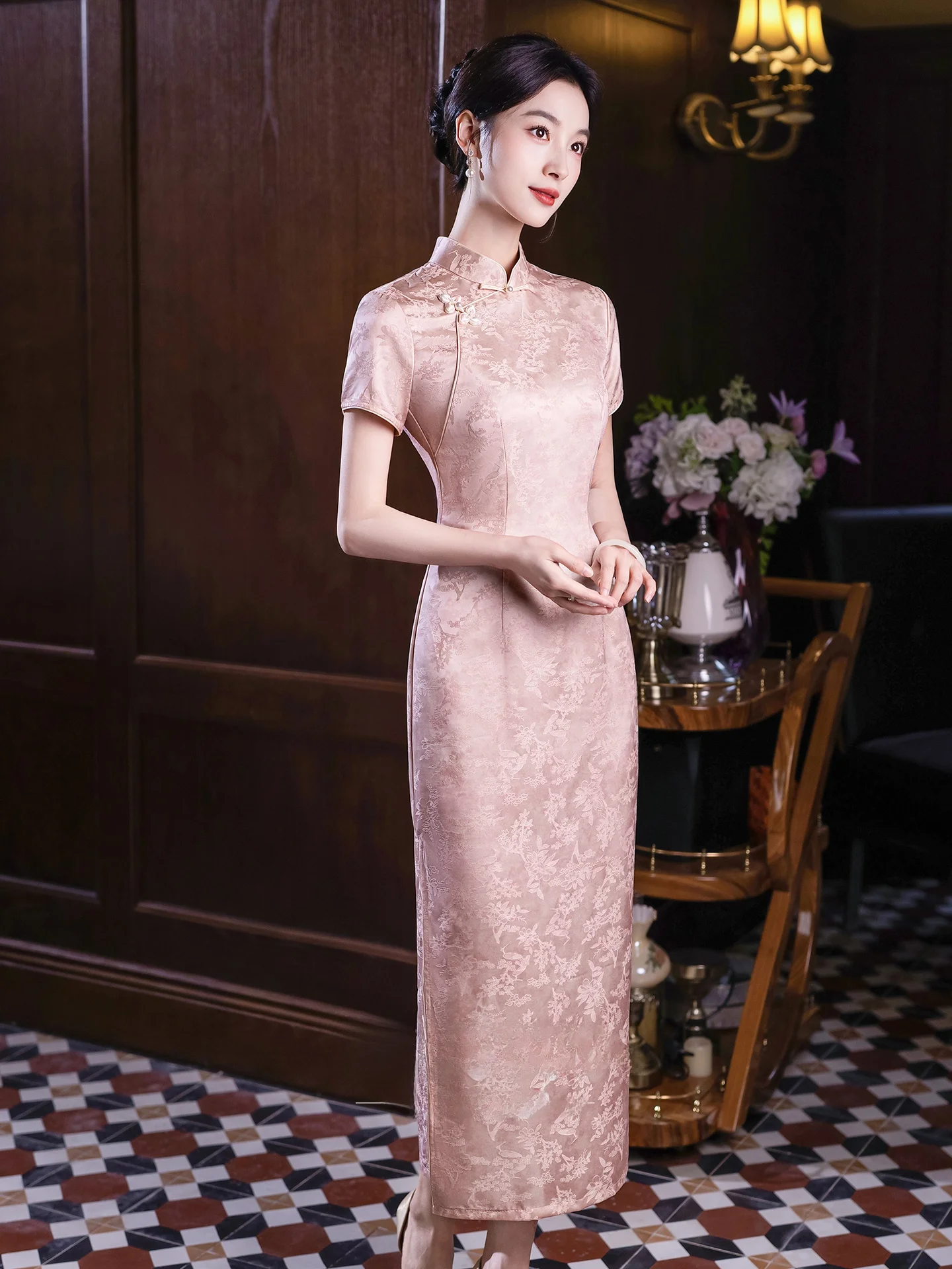 

Pink Young Sle Chinese New Version Qipao Women's Ele Daily Wear Reformed High End Aosphere Suitable for Wedding