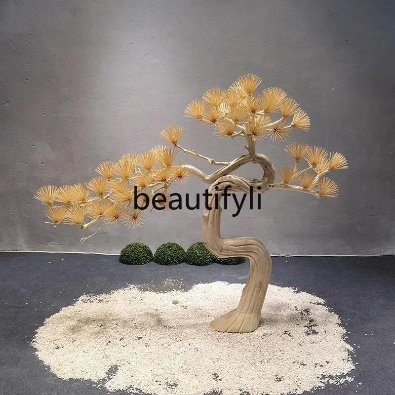 32Welcome pine simulation interior decoration landscape pine hotel stairwell floor ornament