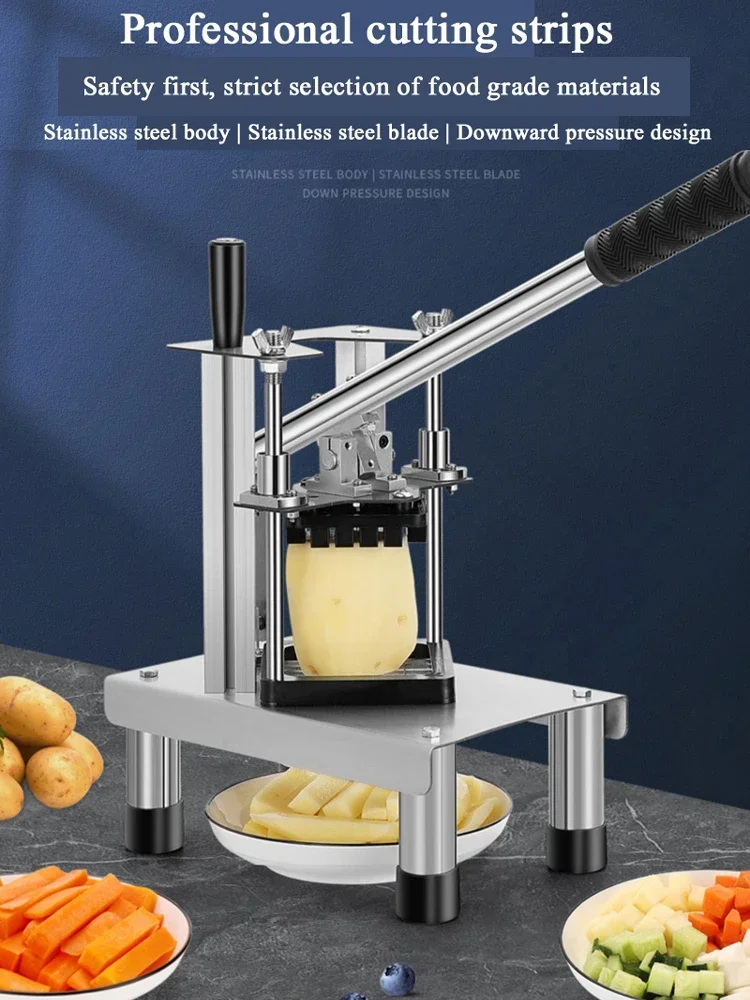 Manueller Fleischschneider, kommerzieller Fleischwolf, vollautomatischer Kartoffelschneider aus Edelstahl, Würfelmaschine, Küchenmaschine, Schneidwerkzeuge