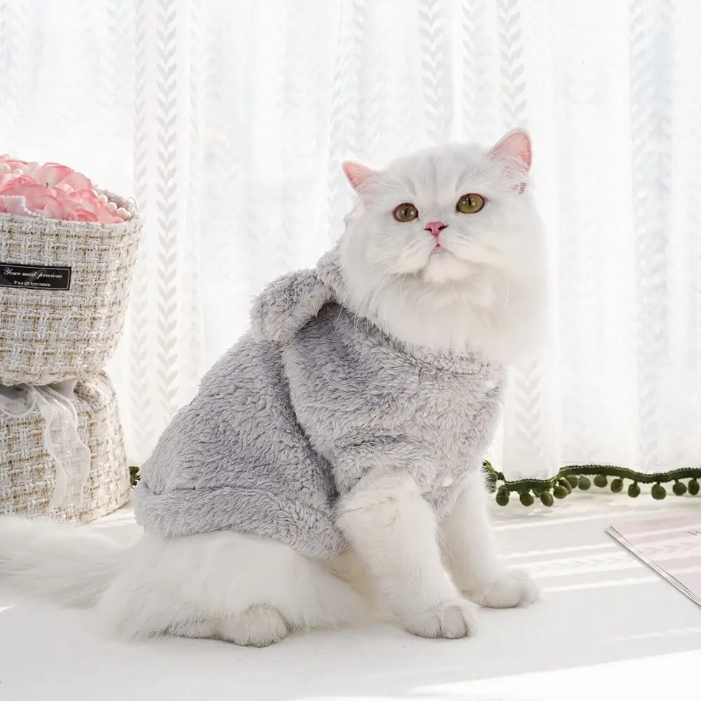 High Quality Autumn Winter Pet Puppy Cat Clothes Plush Rabbit Ears Coat Soft Warm Pet Supplies