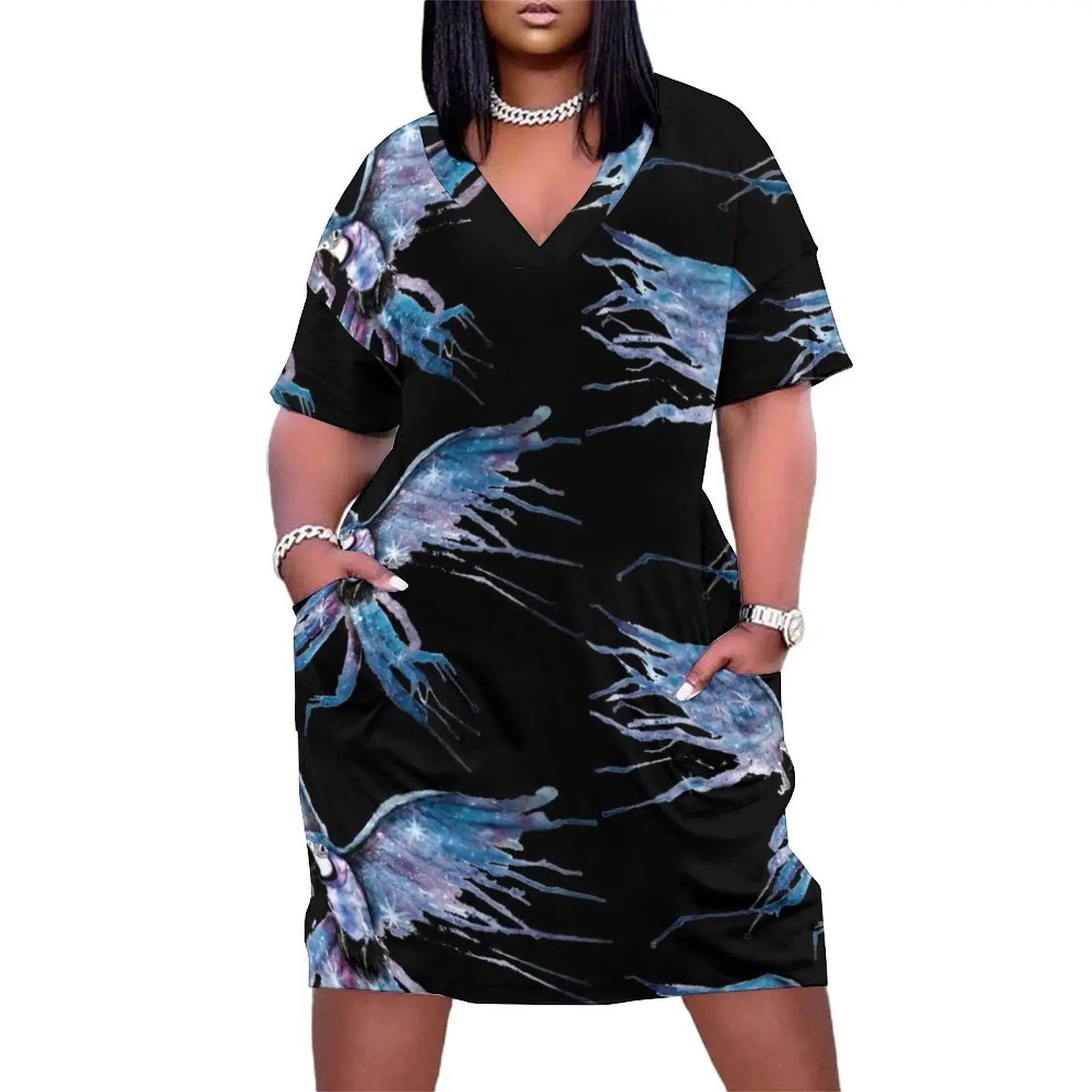 

Galactic parrot Loose Pocket Dress luxury woman evening dress ladies dresses for women 2025