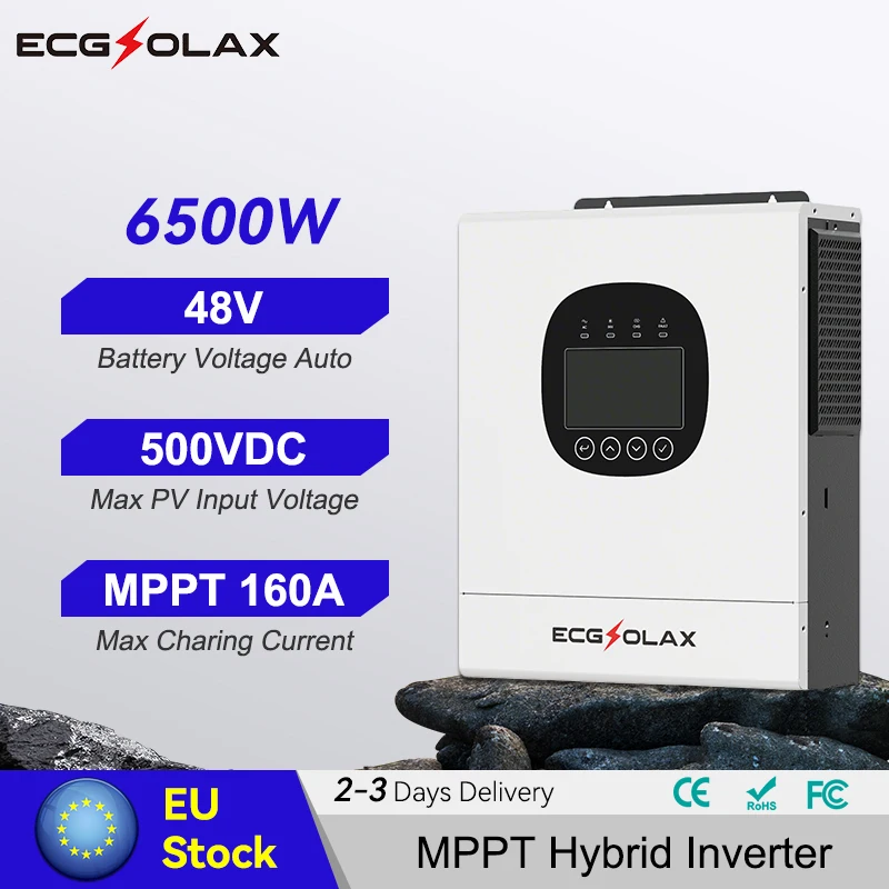 Inversor híbrido solar ECGSOLAX 6.5KW 48V 220Vac con MPPT 120A 160A inversor solar híbrido WIFI incorporado