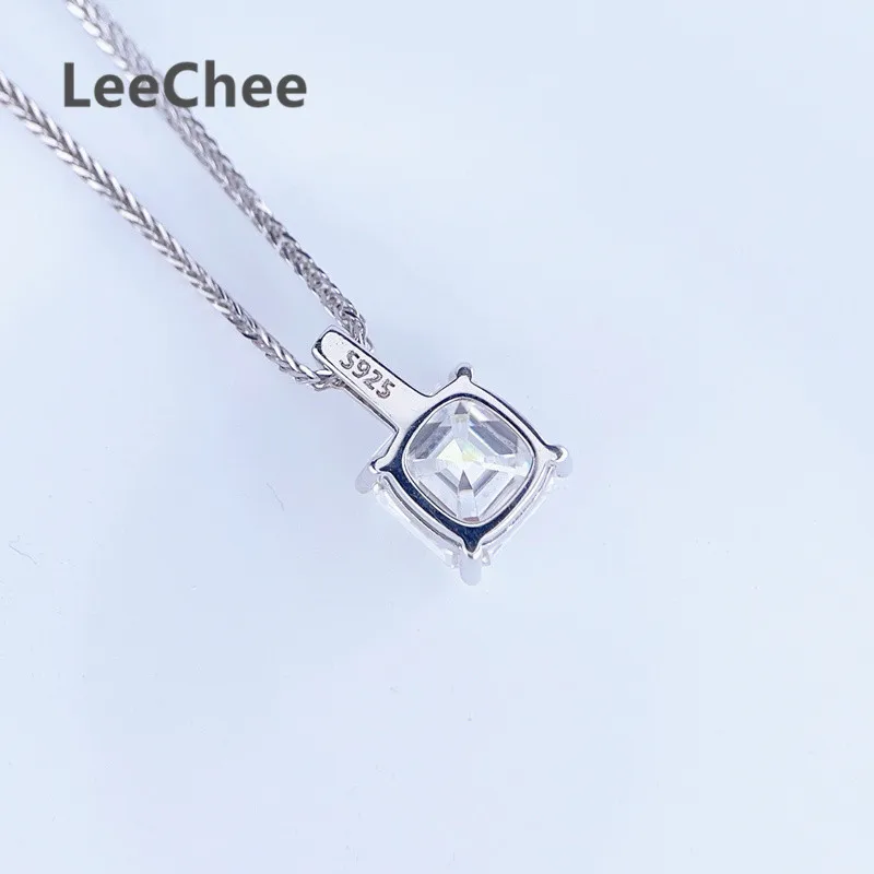 2.5CT Asscher Moissanite Pendant 8MM Lab Diamond Fine Jewelry for Women Wedding Gift Real 925 Sterling Silver with Certificate