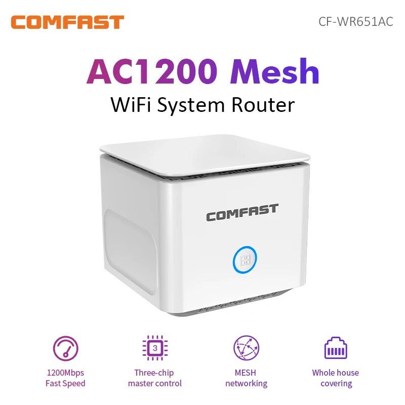 Comfast AC1200 Mesh Router 2.4G&5GHz Dual Band 11AC Gigabit Router Easy Mesh WiFi Router Full House Nwtworking Seamless Roaming