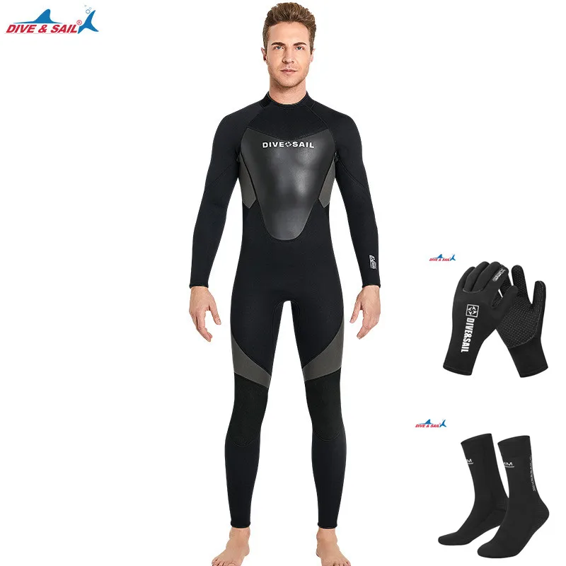 Traje de neopreno de 3mm para hombre y mujer, calcetines de buceo, guantes de una pieza, traje de Surf de piel de tiburón, traje de baño grueso y cálido para invierno, novedad de 2022