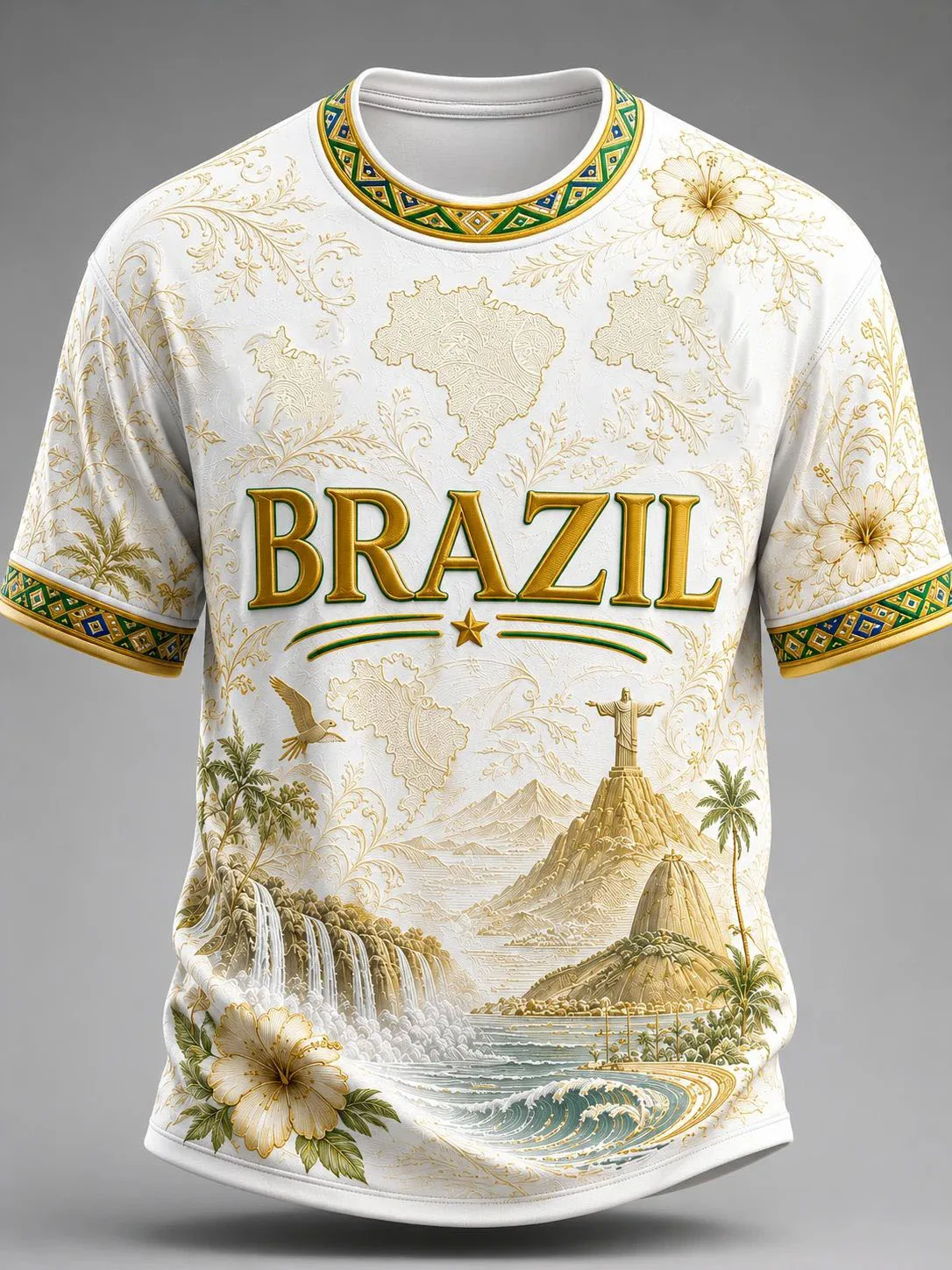 2026 Football Jersey Pattern Embroidery Men's Breathable Football T-Shirt Top
