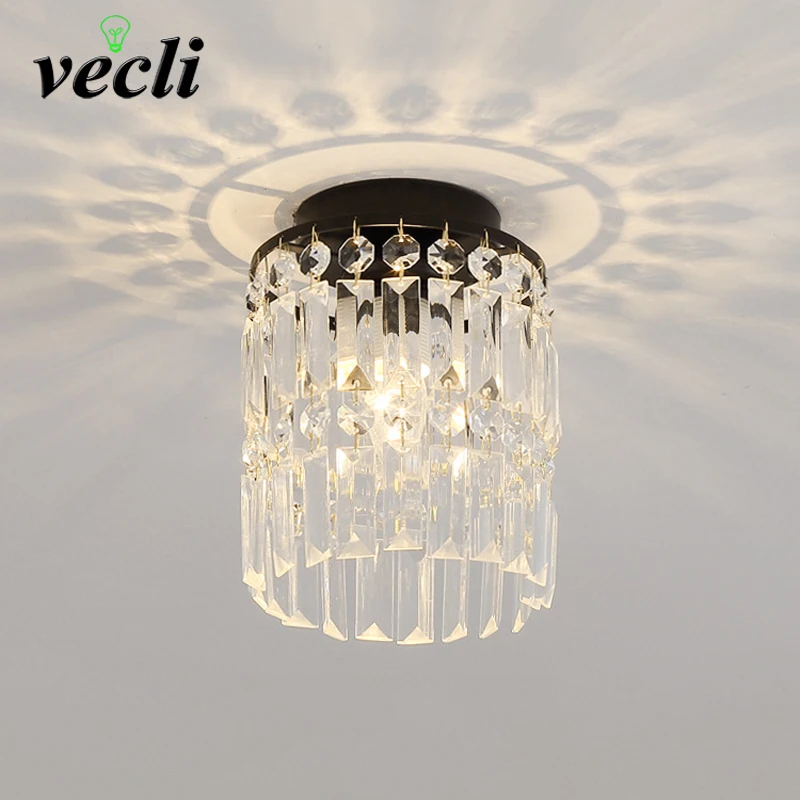 Modern Crystal Ceiling Light Lamp Grand Corridor Passage Lighting Entryway Foyer Lamp Fixture Tuya Wi-Fi Bluetooth Smart Light