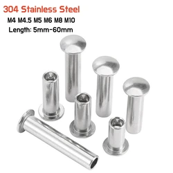 2~30Pcs M4 M4.5 M5M6M8M10 A2 304 Stainless Steel Oval Head Semi-Tubular Rivets Round Head Half Hollow Shank GB873 Length 5~100mm
