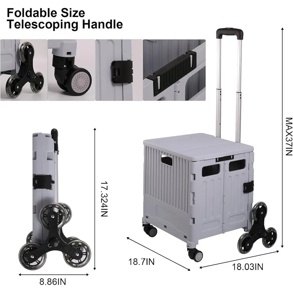 롤링 카트 또는 교사용 카트, 텔레스코픽 손잡이가 있는 롤링 상자, 계단 오르기용 바퀴가 달린 접이식 유틸리티 카트, 접이식 쇼핑 카트