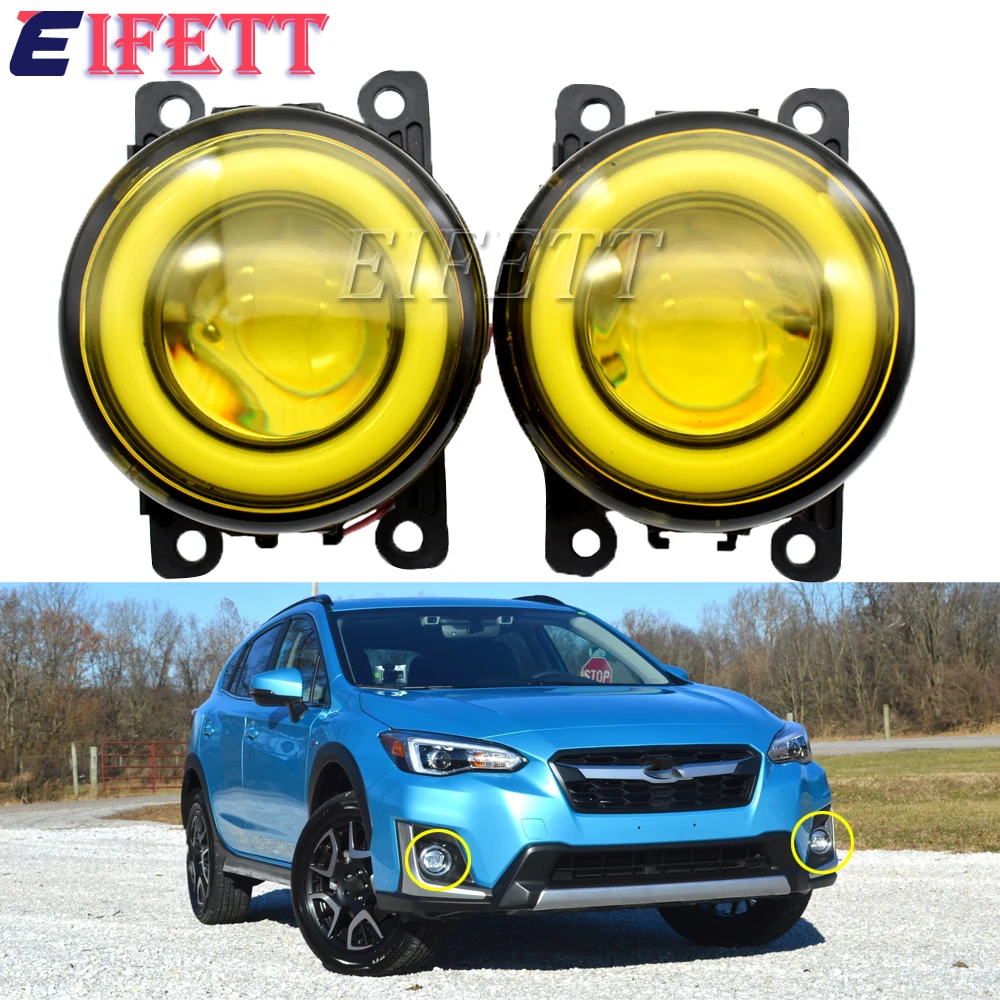 Waterpoof 1Pair Ring Angel Eye Fog Light For Subaru XV Crosstrek 2018 2019 2020 Fog Lamp Headlight Front Bumper Headlights DRL