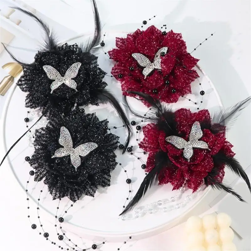 

Rhinestones Butterfly Flower Appliques for Craft Project Hat Hair Clip Making Materials Flower Patches Sewing On Applique