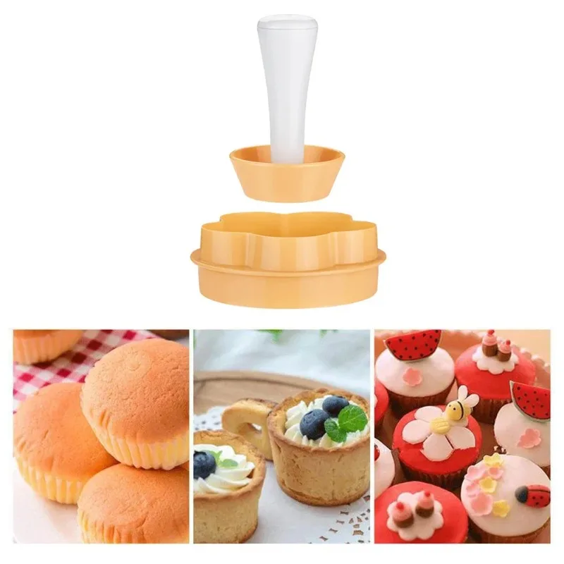 Kunststoff Gebäck Tamper Torte Shell Formen Torte Cutter Blume/Runde Teig Cookie Cutter Set Kuchen-Form für Muffin/cupcake