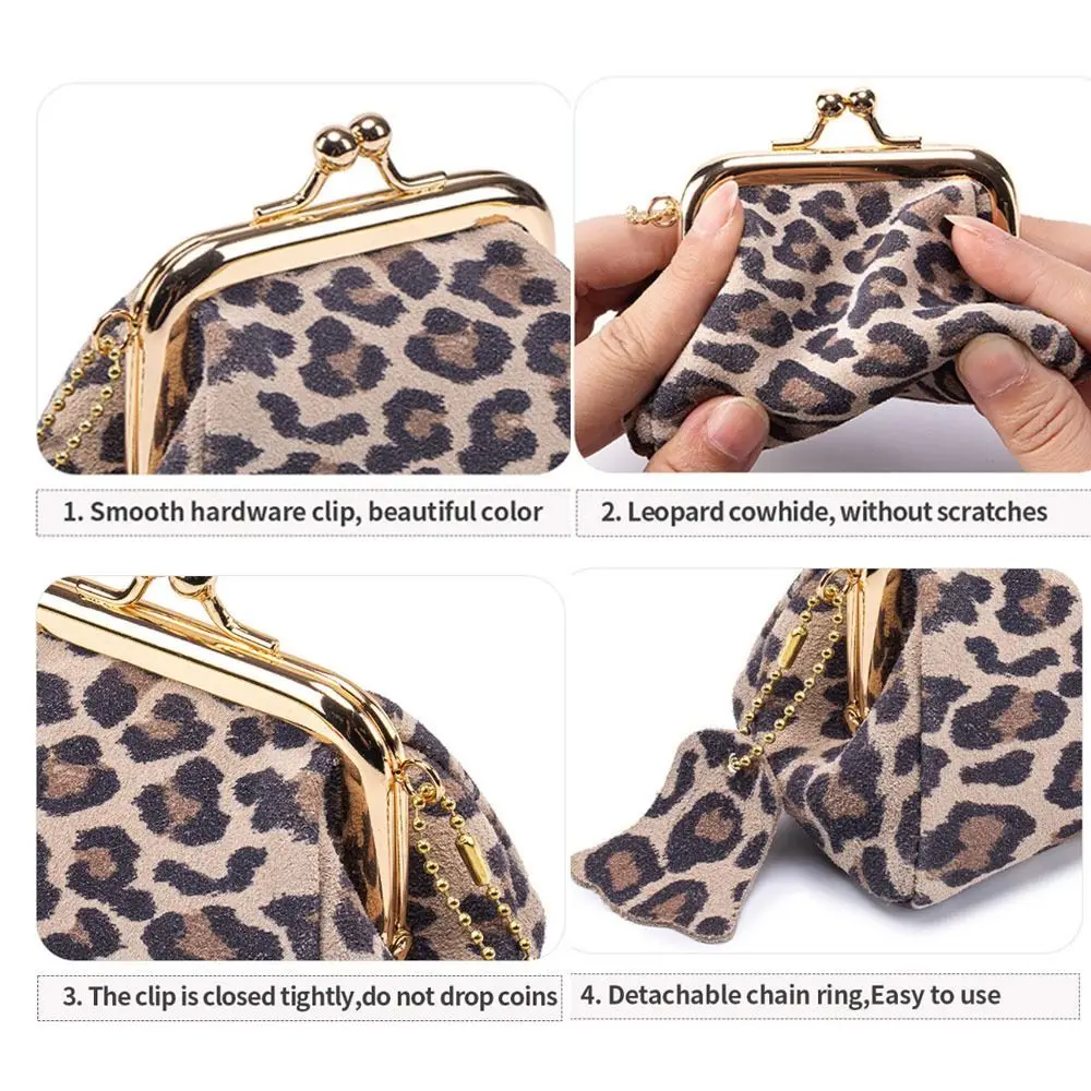 High Quality Leather Coin Purse Leopard Pattern Multifunctional Headphones Organizer Mini Portable Storage Bag