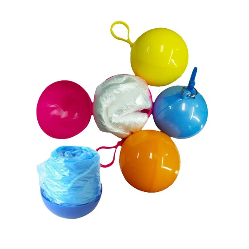 Portable Raincoat Colorful Ball Rain Poncho With Keychain Waterproof Outdoor Hiking Camping Adults Rainwear Keyring Ball