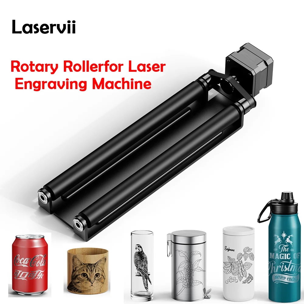 Laservii-LR1 Rotary Module Laser Engraving Machine Rotary Roller Aluminium Rotary Roller Woodworking Laser Engraving Module DIY