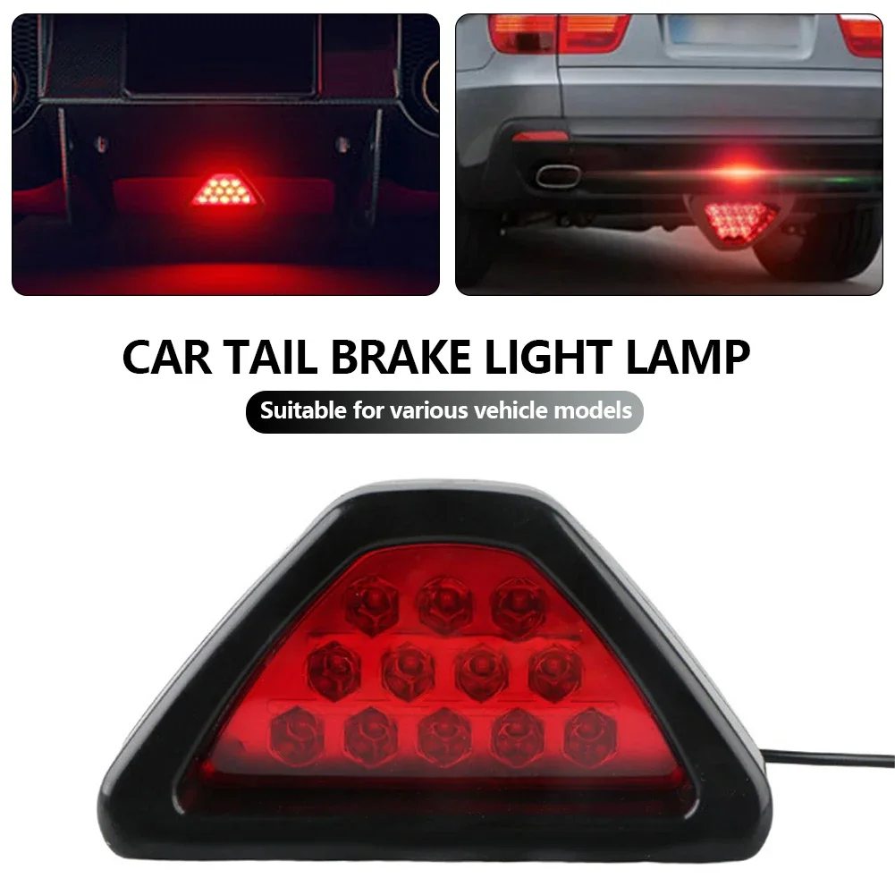 1pcs Brake Lights Universal F1 Style DRL Red 12 LED Rear Tail Stop Brake Light Third Brake Stop Safety Lamp Light Car LED Signal