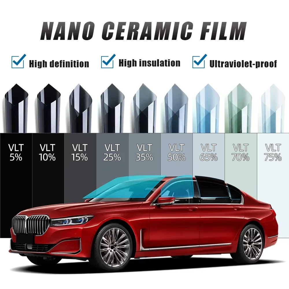 76cmX3m Nano Ceramic Sun Solar Car Window Tint Film Anti-glare UV Protection High Quality Glass Sticker