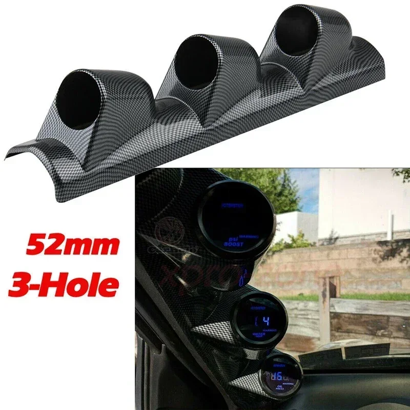 Universal Gauge Cup Car Meters Mount Holder 2 inch 52mm Gauge Pod 2/3 Hole Left Hand Drive A-Pillar Meter Pod Black/Carbon Fiber