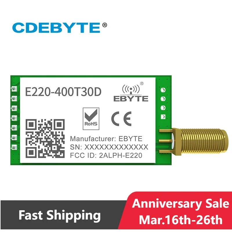 LLCC68 LoRa Drahtlose Modul 433MHz 470MHz 30dBm Lange Palette 10km RSSI CDEBYTE E220-400T30D SMA-K DIP UART Sender empfänger