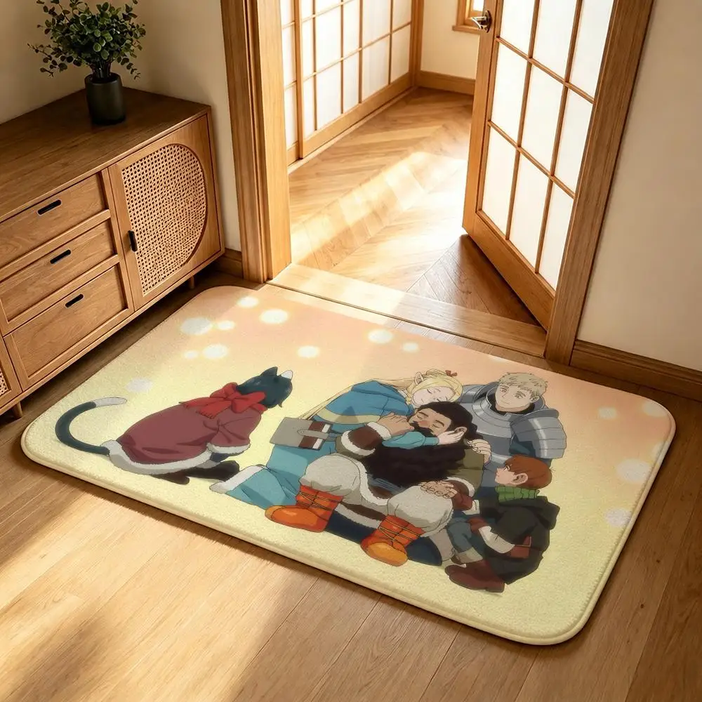 Delicious in DungeonS Anime Floor Mat - Absorbent Non-Slip Shower Foot Mat Bedside Carpet Entrance Doormat Soft