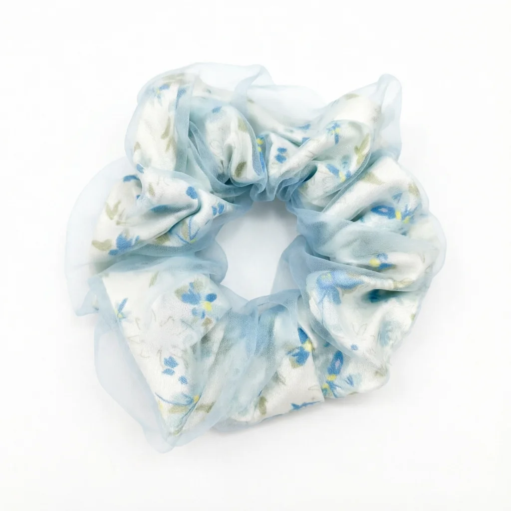 Sheer Floral Organza Scrunchie Vintage Ditsy Flower Hair Tie Elastic Ponytail Holder Cute Hair Accessories For Women Girls view 5