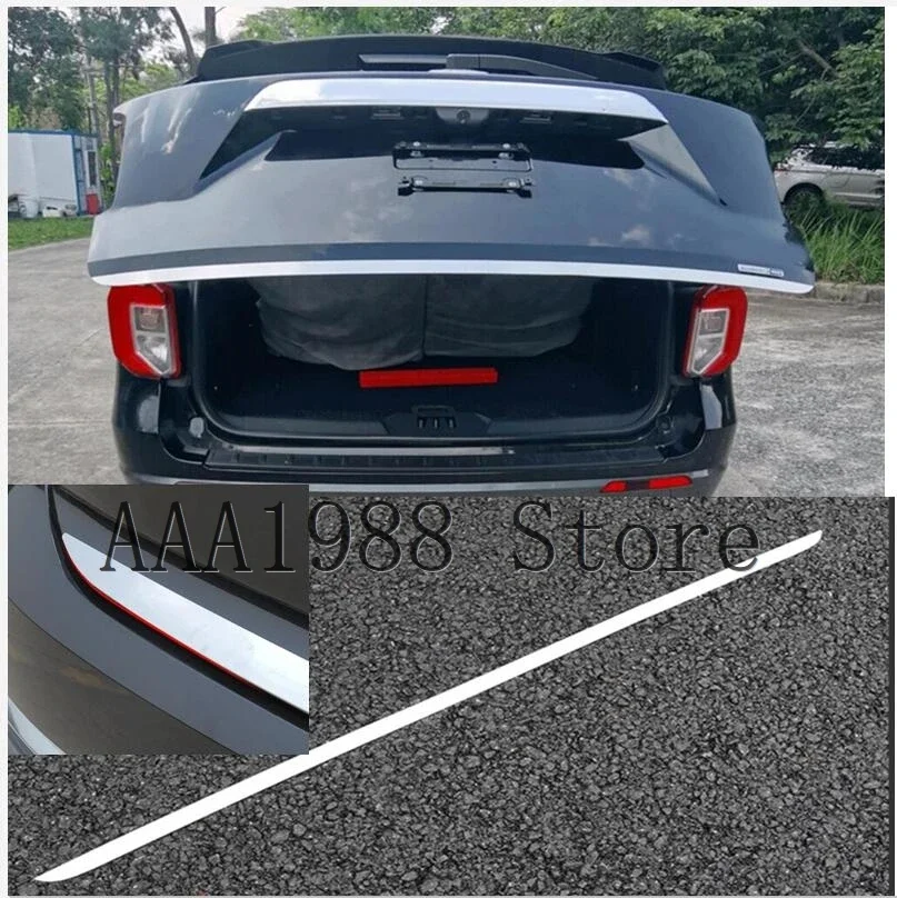 لفورد اكسبلورر 2020 2021 2022 اكسسوارات الفولاذ المقاوم للصدأ الخلفي الجذع الباب الخلفي صب قطاع غطاء الكسوة تصفيف السيارة #1