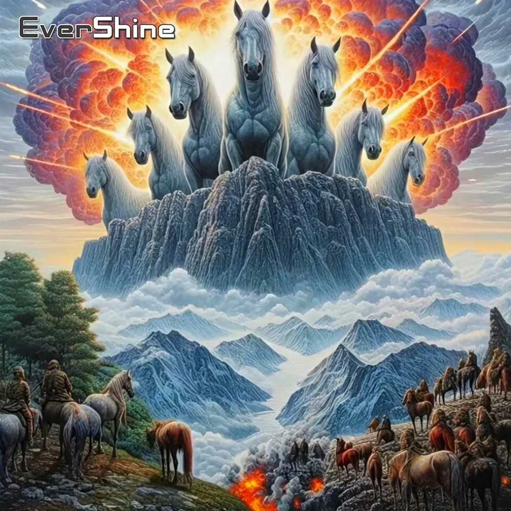 Evershine Animal Diamond Embroidery Horse Full Square Drill Painting Mountain Rhinestones Mosaic Clouds Handicraft Unique Gift