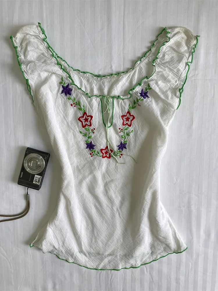 

Оригинальный белый жилет на бретельках в стиле ретро Y2K для похудения, дизайн талии, повседневный женский жилет из смеси хлопка