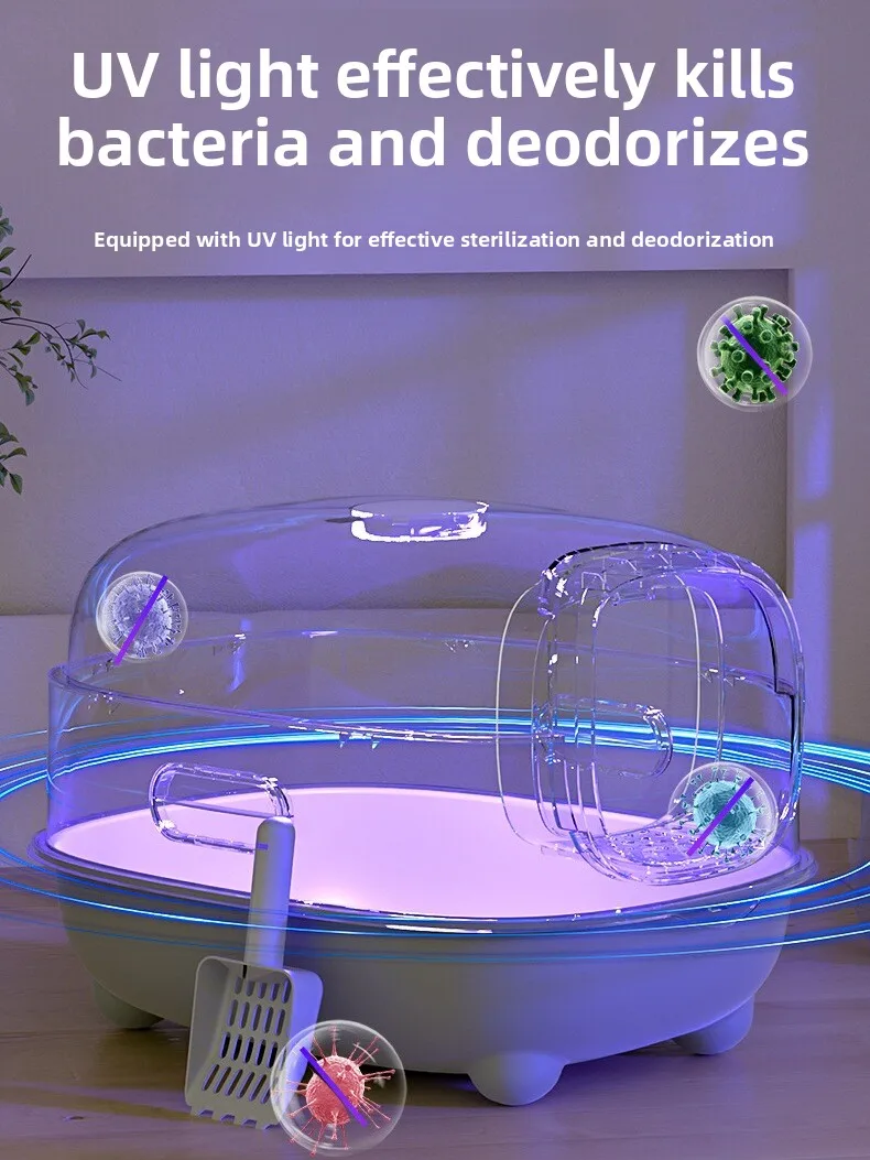 صندوق نفايات كبير الحجم من Lanswood، مرحاض ماين كون، غلاف كامل للتحكم في الرائحة، حمام مرحاض للحيوانات الأليفة #3