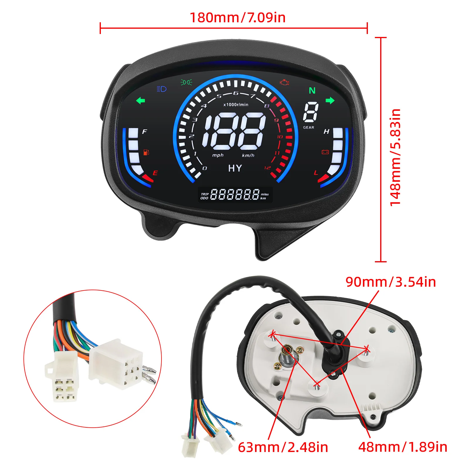 Motorcycle Digital Speedometer Gauge Odometer Tachometer For Honda XRM110RS Fuel Level Volts Gear LCD Dashboard Indicator view 6