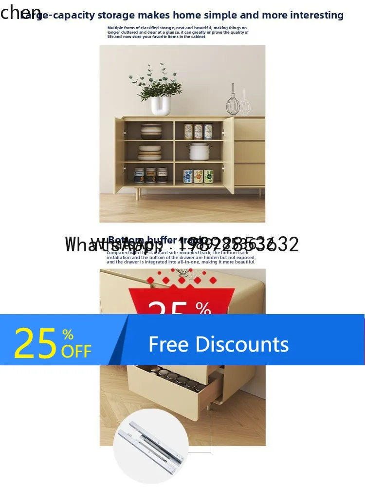 Solid Wood Sideboard Cabinet for Home Storage and Organization, Integrated Wall-Mounted Entryway Cabinet