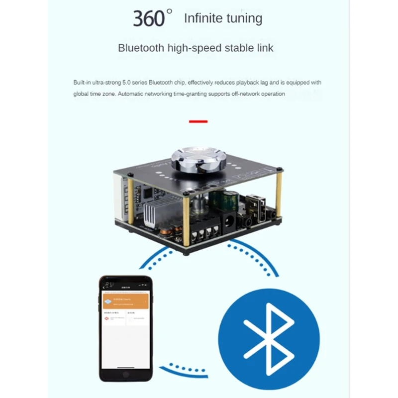 1Set Stereo Bluetooth Digitale Versterker Board Module 50wx2 Zwart Met Wifi Timing Klok Module