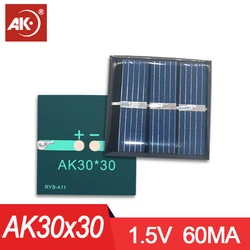 AK MIniSolar Panel 30x30mm 0.5V 1.5V 2V Micro solar panel Portable Fast charger Polycrystalline silicon DIY solar cell system