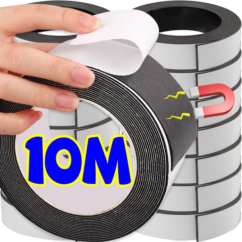 

1-10M Magnet Rubber Tape Strong Flexible Magnet Strip Self Adhesive Magnetic Tapes Refrigerator Photo Office Home Storage Tools