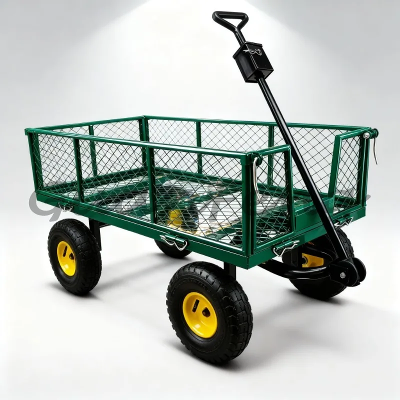 Heavy-Duty Four-Wheel Net Car Tool Cargo Truck Warehouse Handling Vehicle Agricultural Handcart Garden Net Car