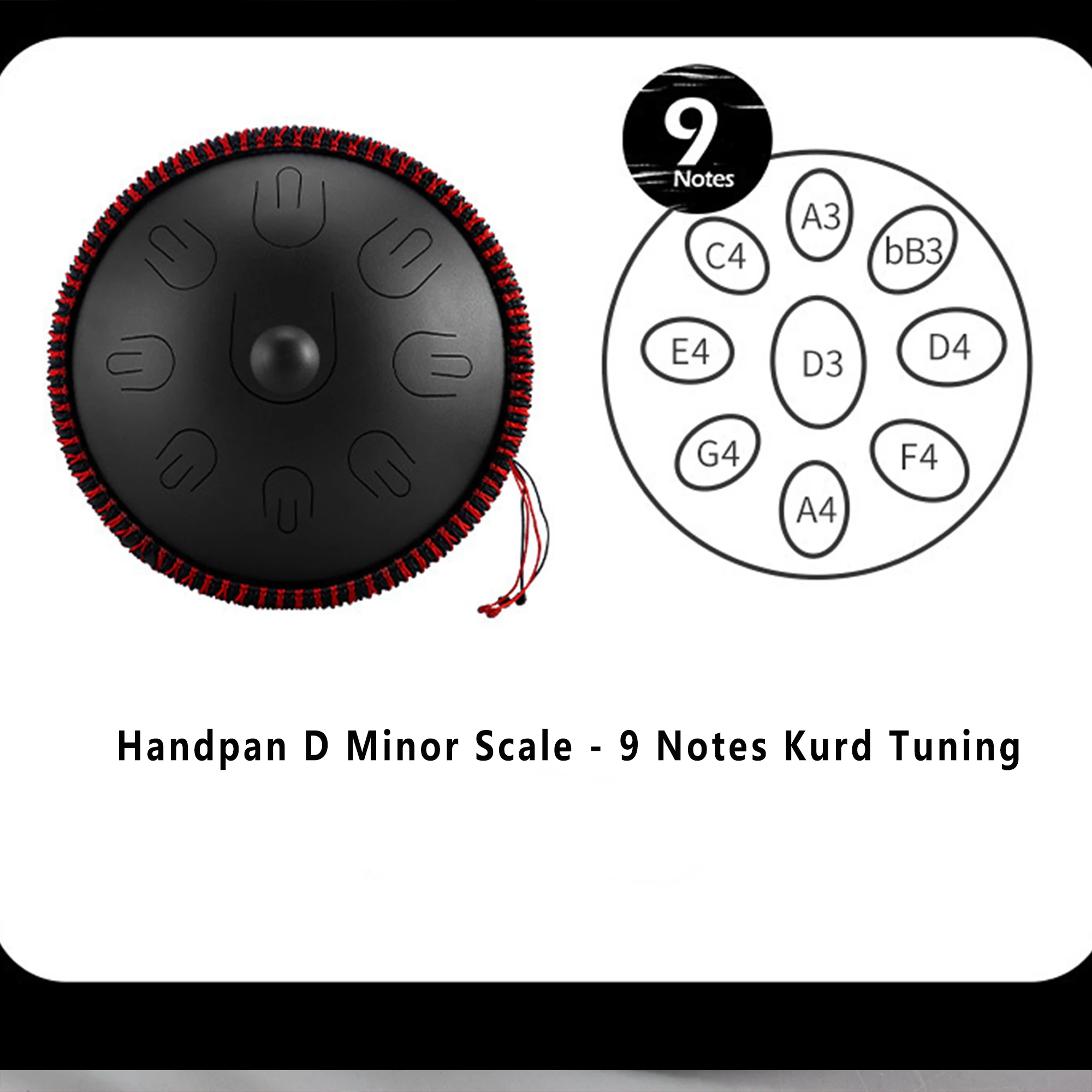 Professional Handpan Drum in D Minor Steel Tongue Drum Handpan Percussion Instrument