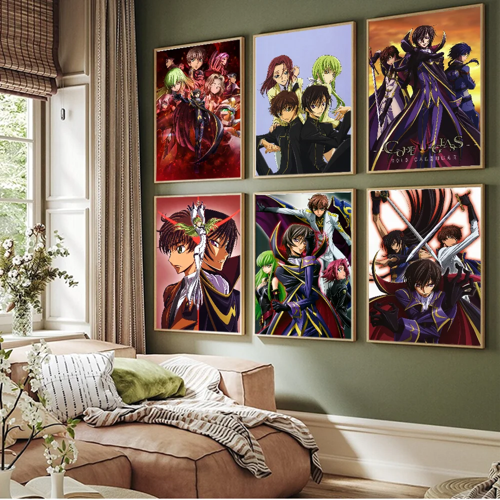 CODE GEASS Hangyaku no Lelouch Classic Movie Posters Waterproof Paper Sticker Coffee House Bar Decor Art Wall Stickers