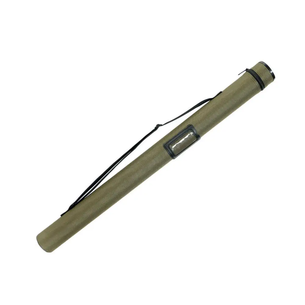 Fishing Fly Rod Tube Carry Case 4 Compartments Waterproof Three-Layer 600D Polyester Storage Bag Adjustable Shoulder Strap