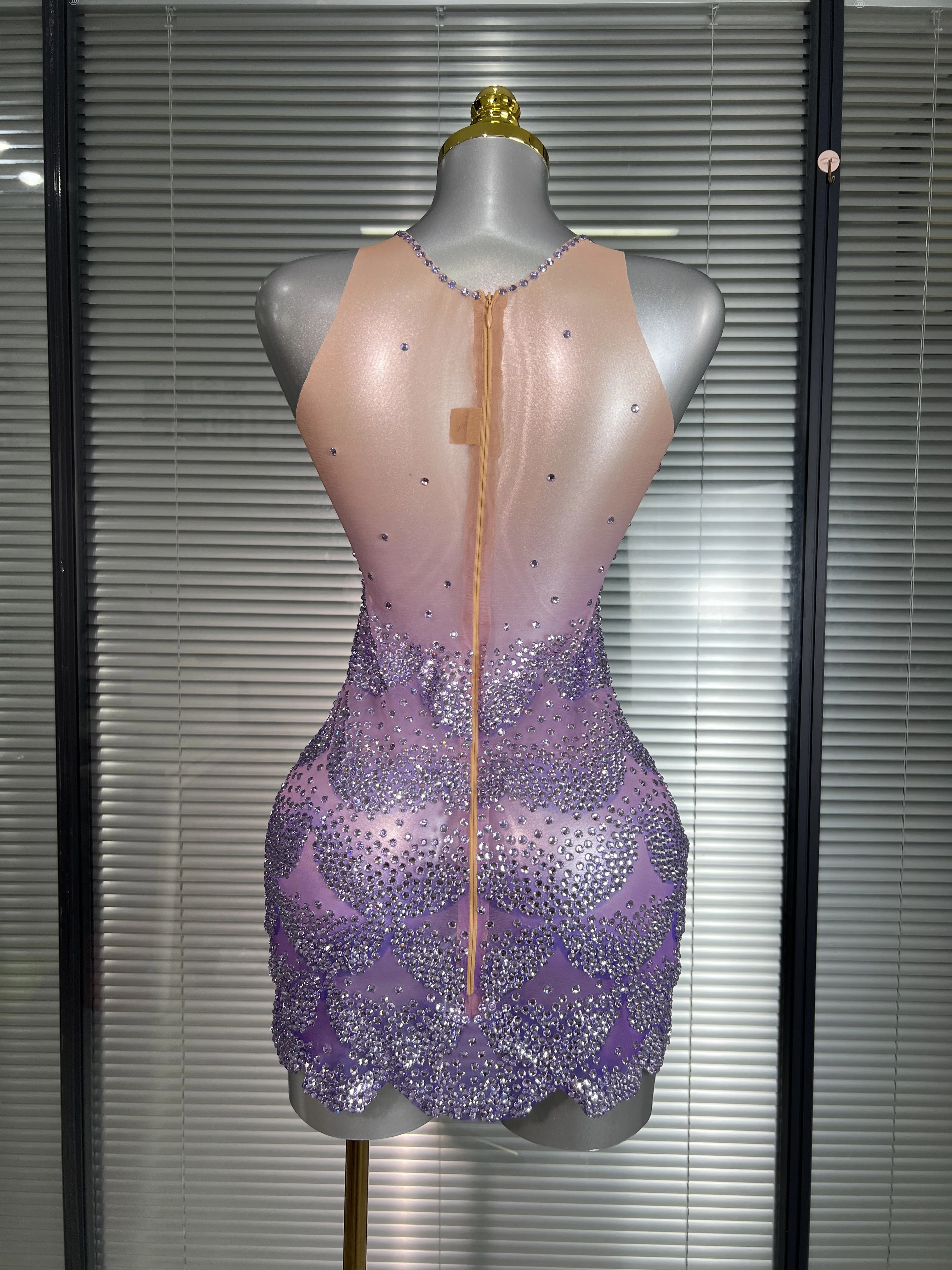 Célébrité nouvelles femmes Sexy maille pure cristal strass scène Costume scène danseuse boîte de nuit réservoir Mini robe de soirée