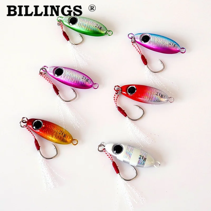 BILLINGS 1pcs  Long-Cast Small Stone-Style Metal Jig with Single Hook Micro-Size Glow-in-the-Dark Big-Eyed Lure Fishing Tackle